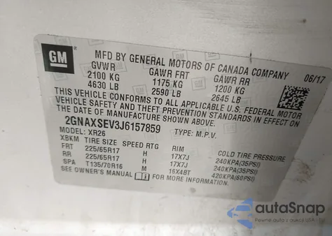 2018 Chevrolet Equinox Lt из США, поврежденный, VIN 2GNAXSEV3J6157859